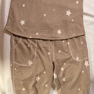 SUPER SOFT Karen Neuburger Cozy Star Knit Tank & Legging Set - Beige & Cream